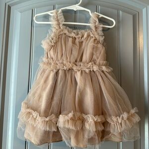 Nude ruffle dress